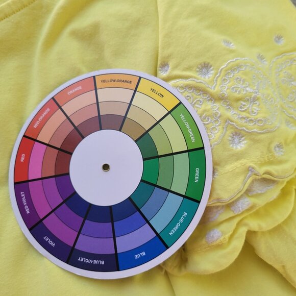 Jessica London Womens Top 26 28 Plus Tee Yellow Embroidered Cotton Blend YEL9E - Picture 9 of 9